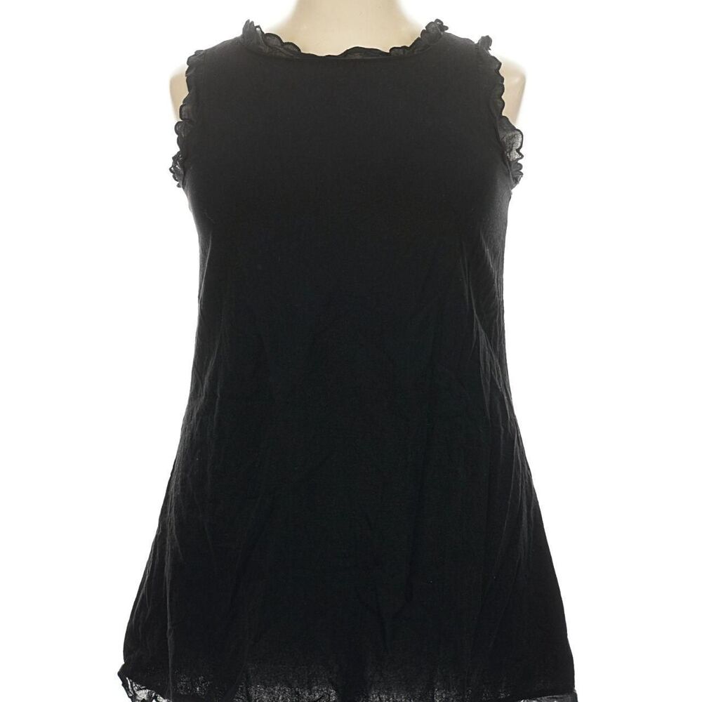 Black tunic / mini dress, scalloped trim, womens plus size 2xl, whimsy